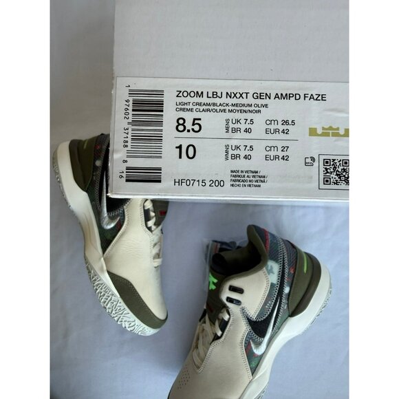 8.5 MEN\'S NIKE ZOOM LBJ NXXT GEN AMPD FAZE LIGHT CREAM HF0715-200 SNEAKERS